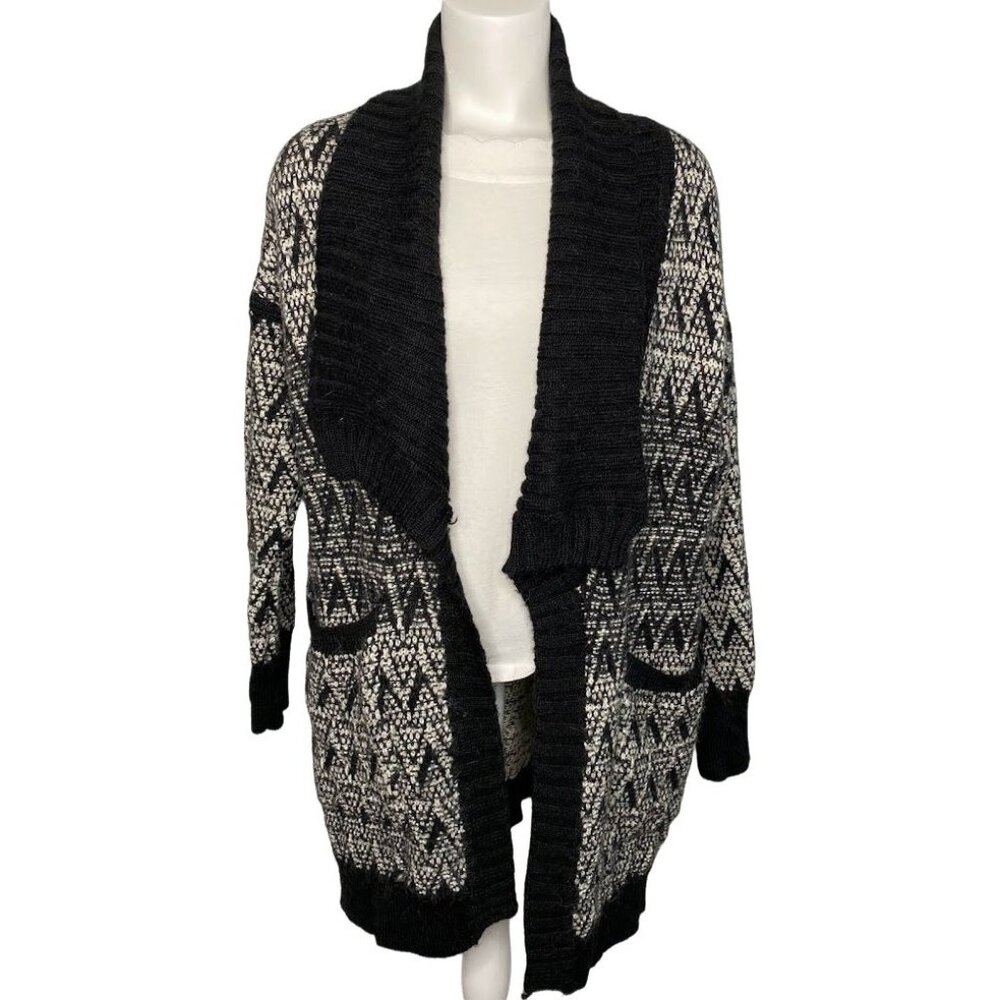Culpos X INC Duster Cardigan Sweater‎ Women's XS Black White Snake Shawl NEW